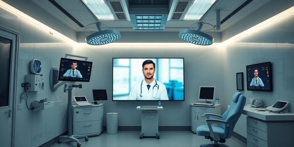 Clinical telemedicine room with remote consultation display